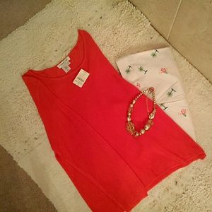 Coldwater Creek Deep coral summer weight sweater